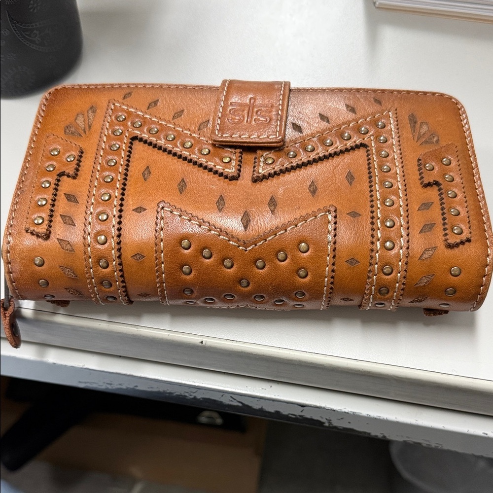 STS Brown Studded Leather Wallet